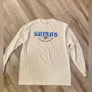 NWOT Somos LA Clipper Nation Basketball White Mens Long Sleeve Size XL